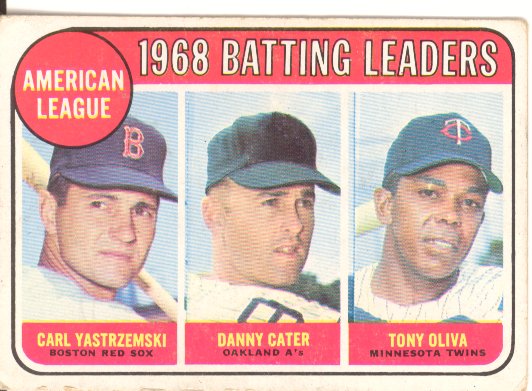 1969 Topps #1 AL Batting Leaders/Carl Yastrzemski/Danny Cater/Tony Oliva