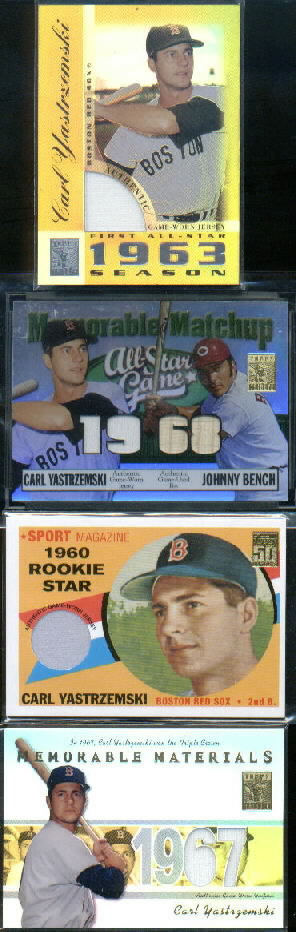 2003 Topps Tribute Perennial All-Star Memorable Match-Up Relics #YB Carl Yastrzemski Jsy/Johnny Bench Bat