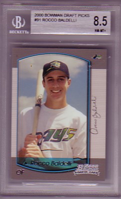 2000 Bowman Draft Picks #91 Rocco Baldelli BGS-8.5 RC ROOKIE NM/MT+ Tampa Bay Devil Rays