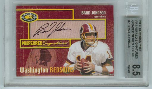 2000 Donruss Preferred Signature PS-7 Brad Johnson BGS Graded 8.5 NM-MT+ 
