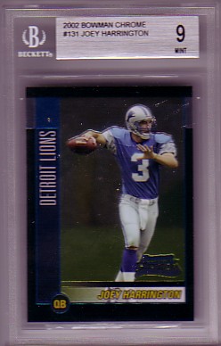 2002 Bowman Chrome Joey Harrington BGS-9.0 RC ROOKIE MINT Detroit Lions