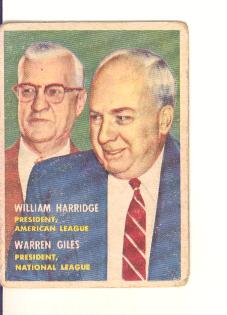 1957 Topps #100 Warren Giles PRES/Will Harridge PRES