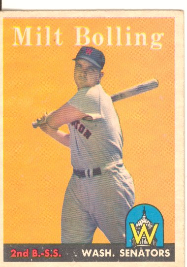 1958 Topps #188 Milt Bolling UER (Photo actually Lou Berberet)