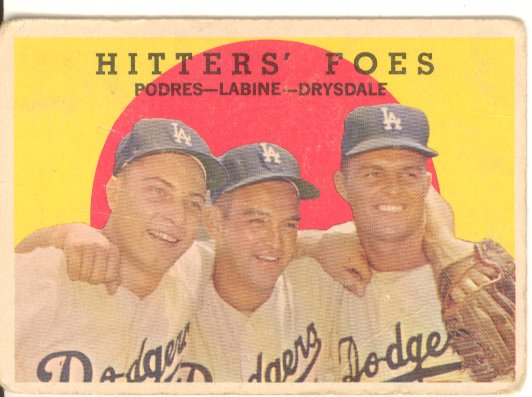 1959 Topps #262 Hitters Foes/Johnny Podres/Clem Labine/Don Drysdale