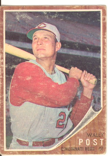 1962 Topps #148A Wally Post/Green Tint