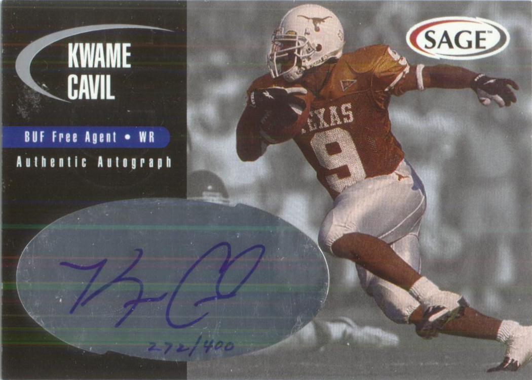 2000 SAGE Autographs Silver #A8 Kwame Cavil/400