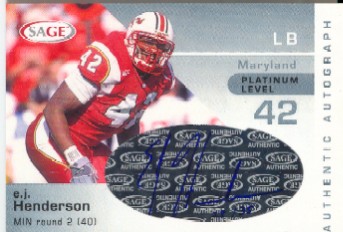 2003 SAGE Autographs Platinum #A20 E.J. Henderson/35
