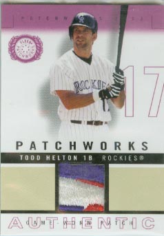 2003 Fleer Patchworks Game-Worn Patch  #PW-TH2  Todd Helton 3 Color Jersey  #d 237/300