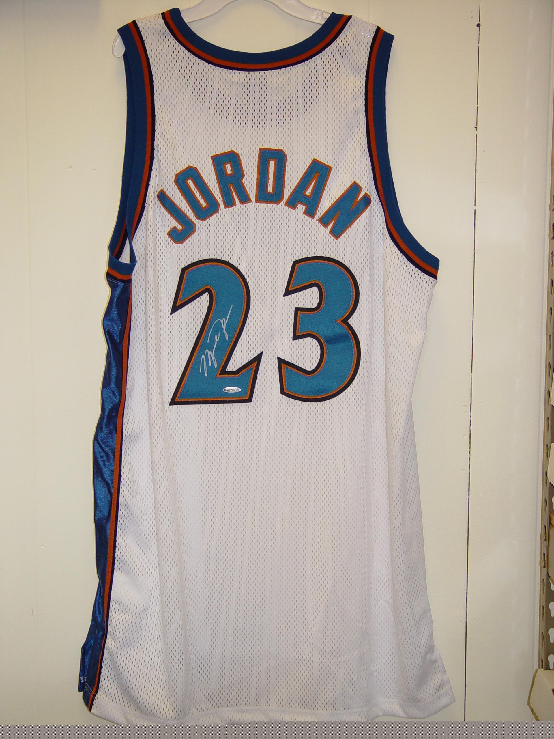 Michael Jordan Nike Autographed XL Full Size Washington Wizards Jersey From Upper Deck Authenticated!  This Jersey features a bold silver autograph from Michael Jordan!