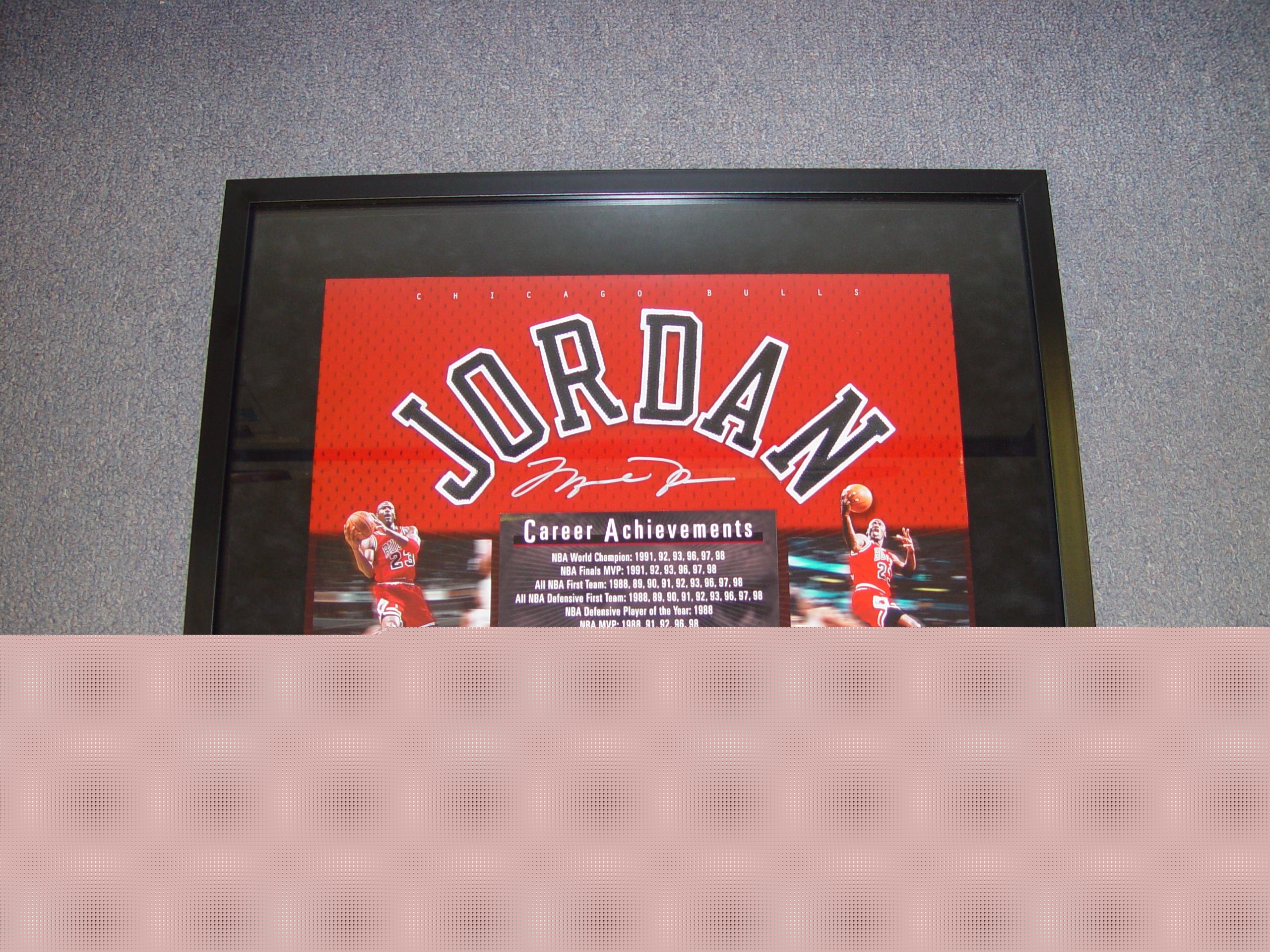 Michael Jordan Career Achievements Autograph Piece from Upper Deck Authenticated!  This is a beautiful Piece featuring a description of Michael's Career and a bold black autograph!