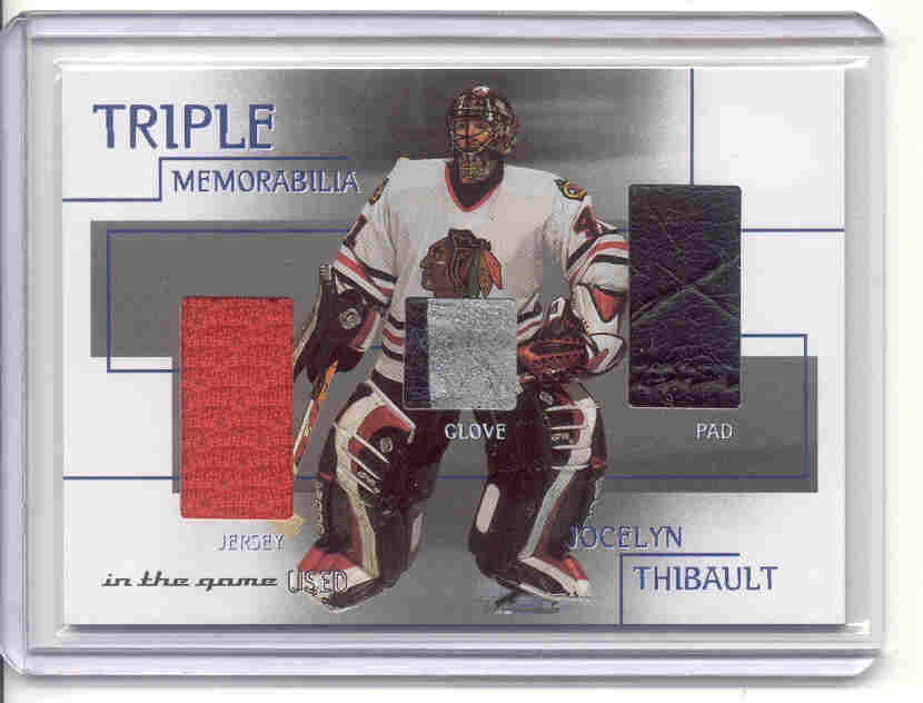 2003-04 ITG Used Signature Series Triple Memorabilia #11 Jocelyn Thibault/50