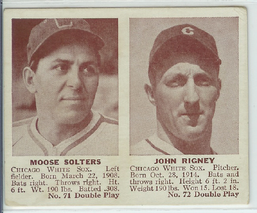 1941 Double Play #71 Moose Solters/Johnny Rigney XRC