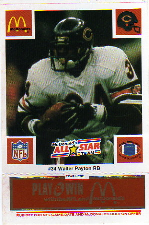 1986 McDonald's All-Stars Green Tab #34B Walter Payton