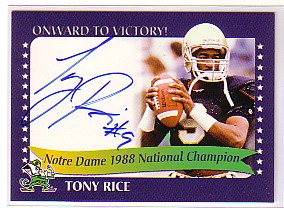 2003-07 Notre Dame TK Legacy National Champions Autographs #1988A Tony Rice 1
