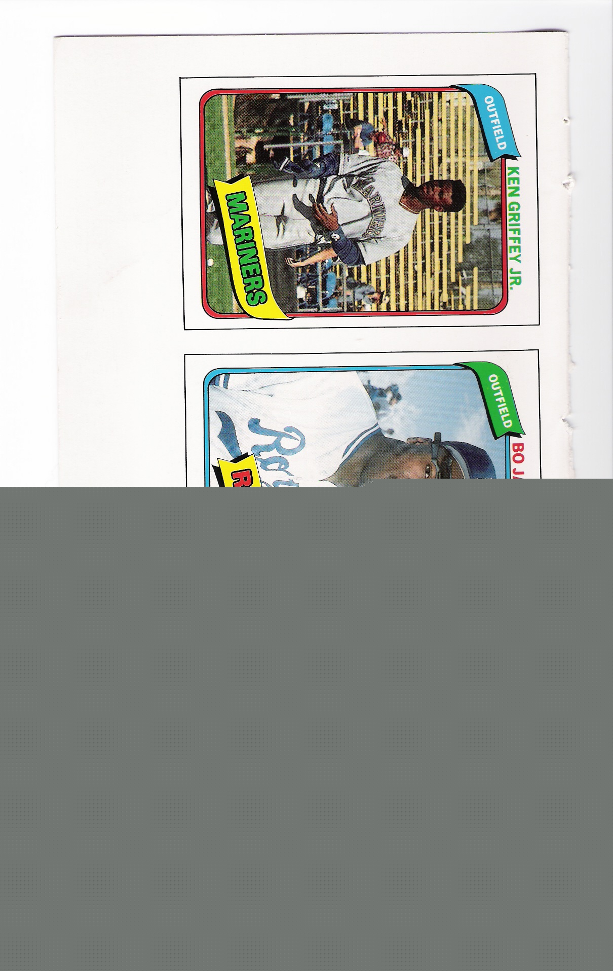 1990 Baseball Cards Magazine 5 Ken Griffey Jr. 4 Bo Jackson 1 Don Mattingly 3 Card Uncut Strip Looks like 1980 Topps