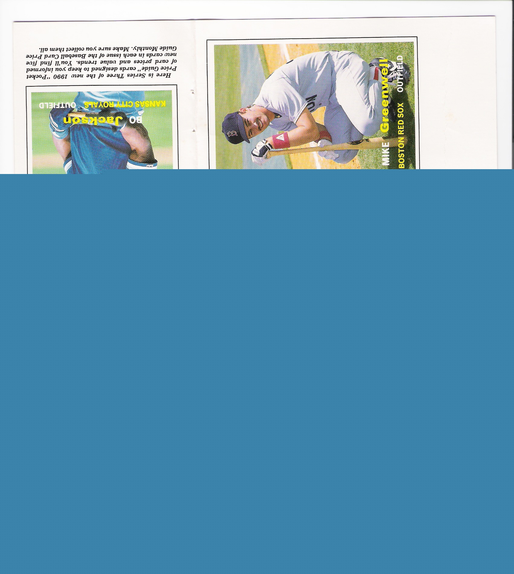 1990 SCD Pocket Price Guide 13 Don Mattingly 12 Bo Jackson and 3 others Looks like 60's Topps