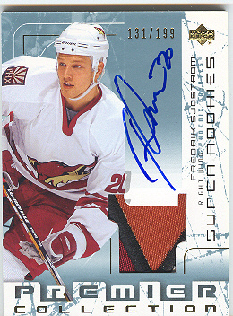 2003-04 UD Premier Collection #105 Fredrik Sjostrom PATCH AU RC