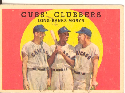 1959 Topps #147 Cubs Clubbers/Dale Long/Ernie Banks/Walt Moryn