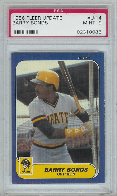 1986 Fleer Update Barry Bonds Rookie PSA Graded MINT 9