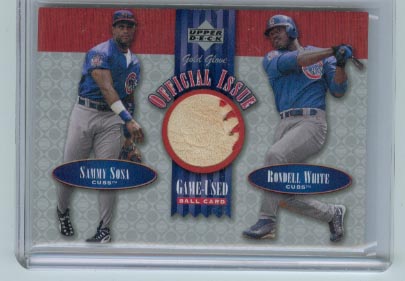 2001 Upper Deck Gold Glove Official Issue Game Ball #OISW Sammy Sosa/Rondell White
