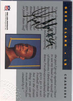 1992 Pro Line Portraits Autographs #21 Greg Clark