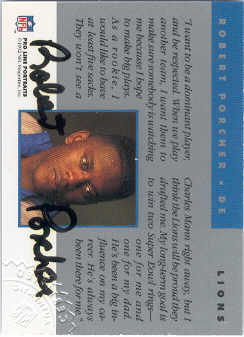 1992 Pro Line Portraits Autographs #108 Robert Porcher