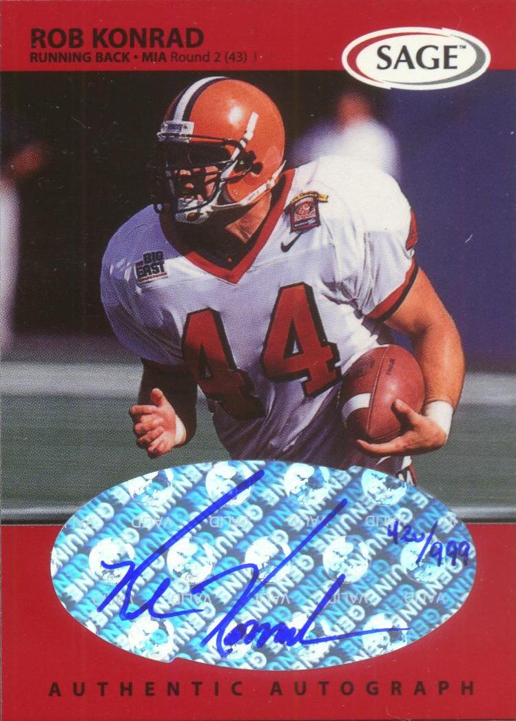 1999 SAGE Autographs Red #A31 Rob Konrad/999