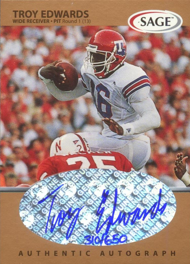 1999 SAGE Autographs Bronze #A17 Troy Edwards/650