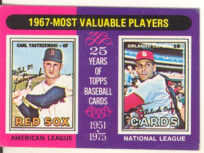 1975 Topps Mini #205 Carl Yastrzemski/Orlando Cepeda MVP