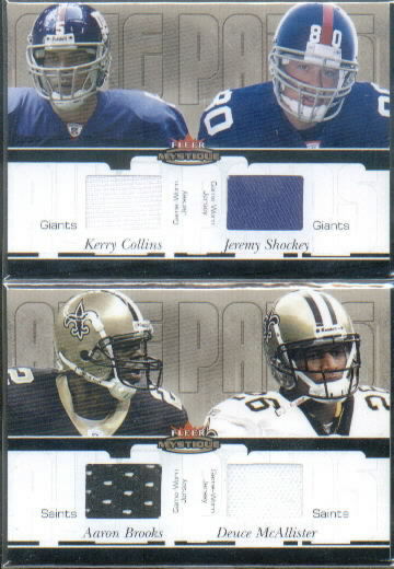 2003 Fleer Mystique Awe Pairs Jerseys #KCJS Kerry Collins/Jeremy Shockey