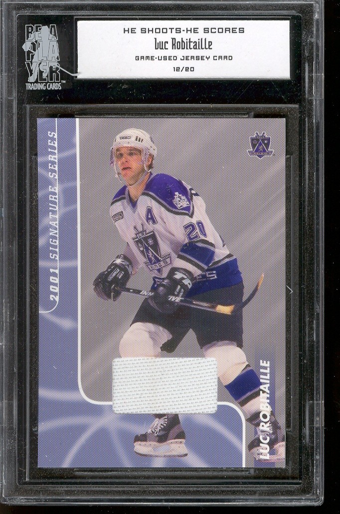 Be a player, He Shoots-He Scores game-used redemption card, Luc Robitaille HS-HS18