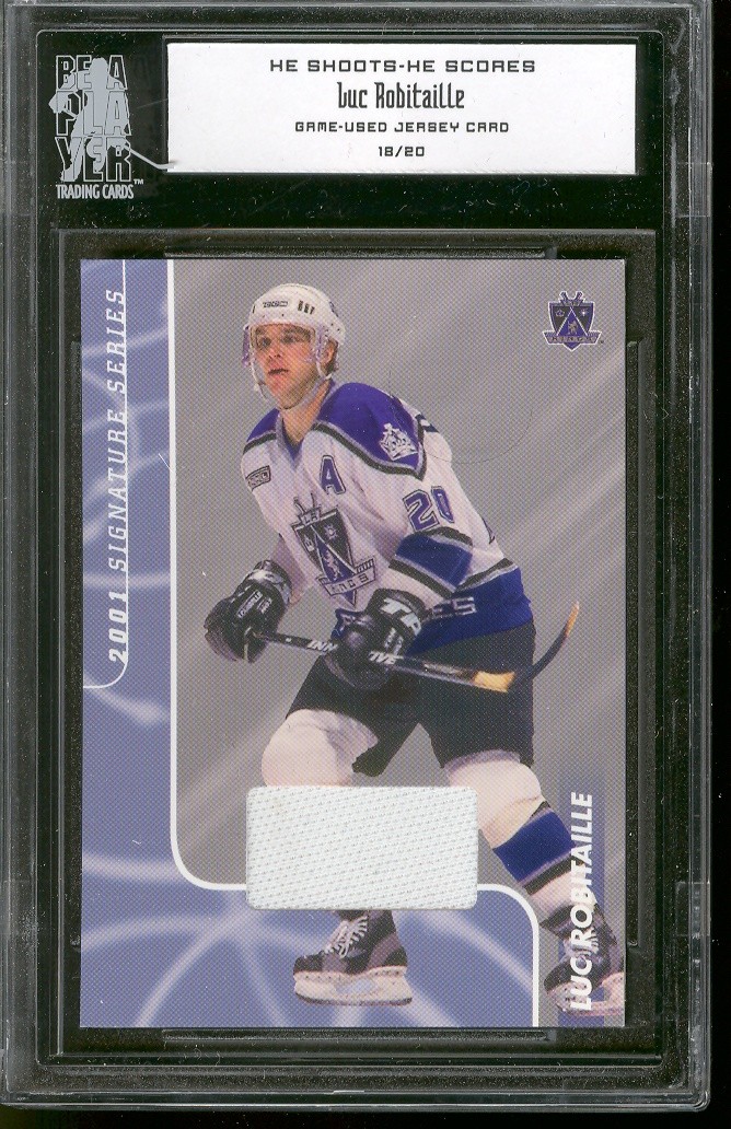 Be a player, He Shoots-He Scores game-used redemption card, Luc Robitaille HS-HS18