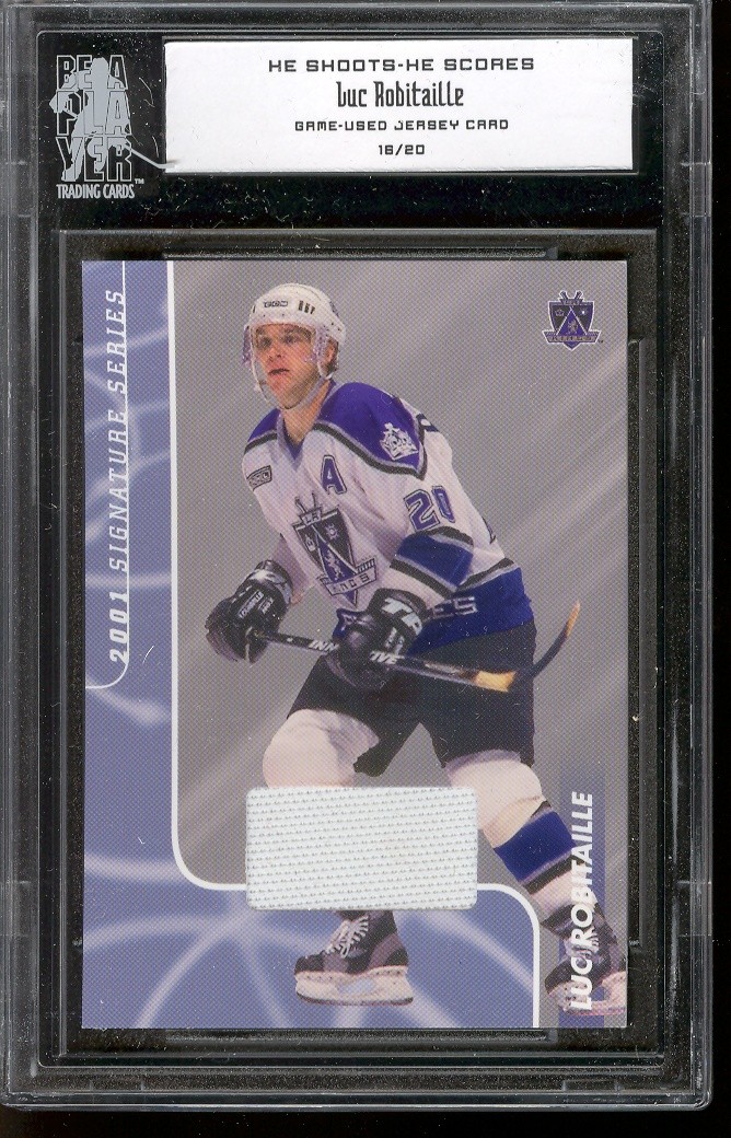 Be a player, He Shoots-He Scores game-used redemption card, Luc Robitaille HS-HS18