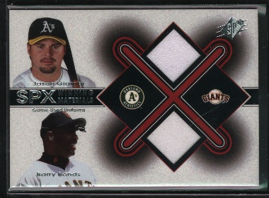 2001 SPx Winning Materials Update Duos #JGBB Jason Giambi/Barry Bonds