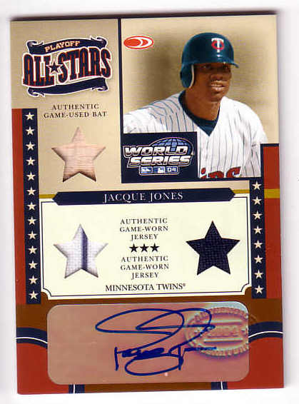 2004 Donruss World Series Playoff All-Stars Signature Material 3 #9 J.Jones Bat-Jsy-Jsy/100