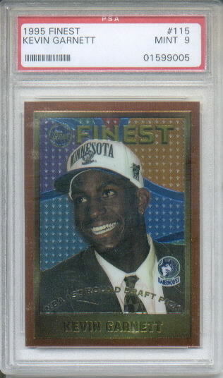 1995-96 Topps Finest #115 Kevin Garnett RC Graded PSA Mint 9