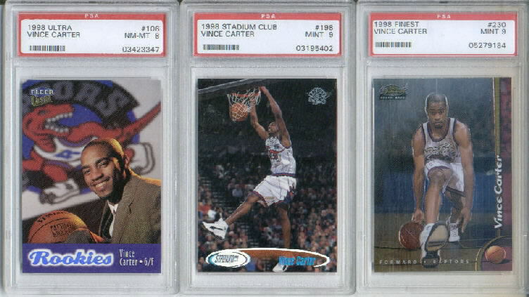 1998-99 Fleer Ultra #106 Vince Carter RC Graded PSA NM-MT 8
