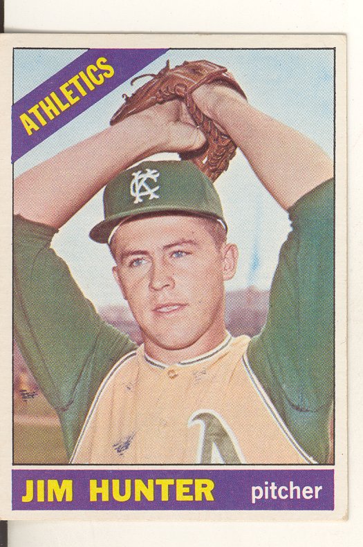 1966 Topps #36 Jim Hunter DP/UER Stats say 1963 and 1964/should be 1964 and 1965