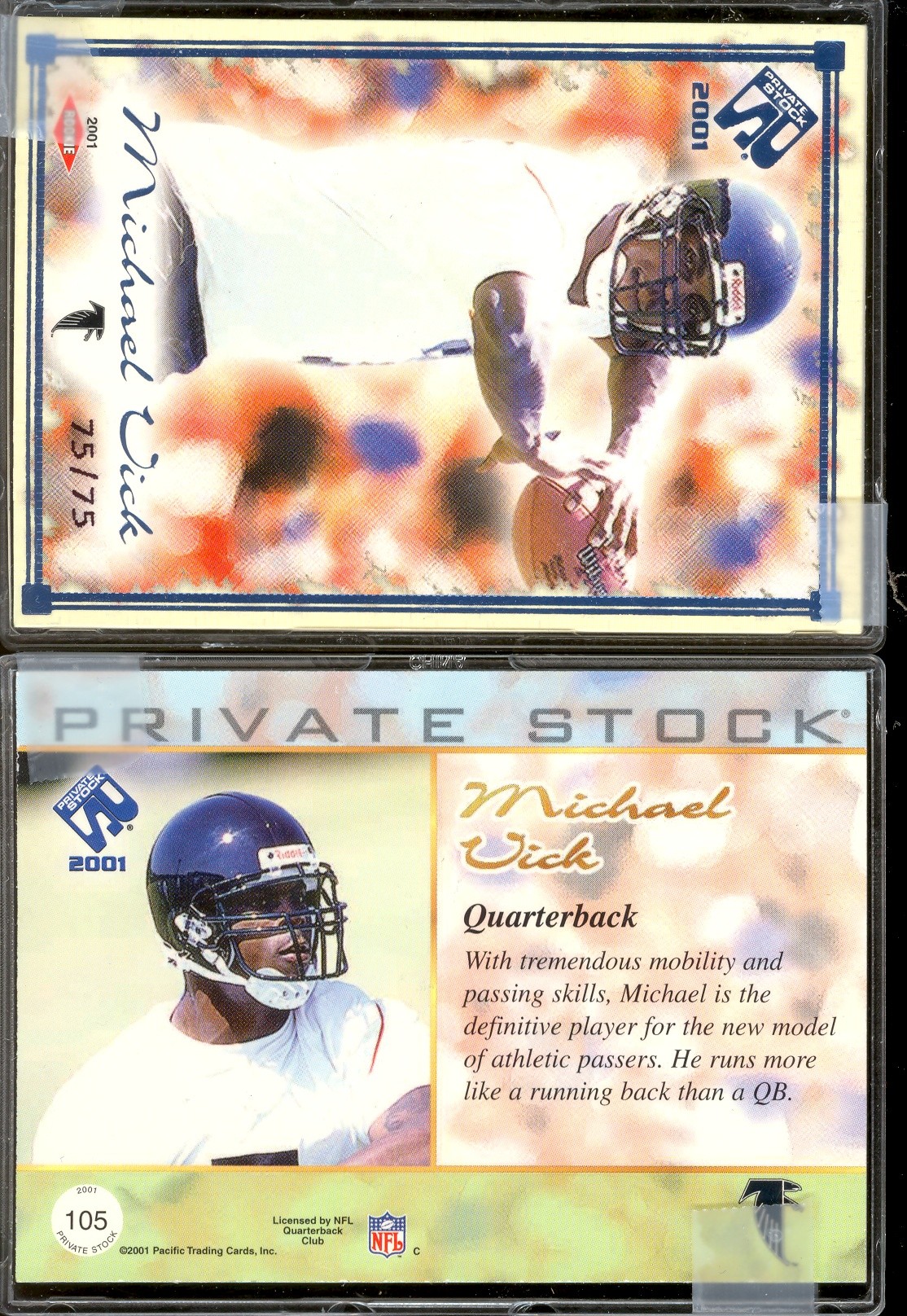 2001 Private Stock Blue Framed #105 Michael Vick