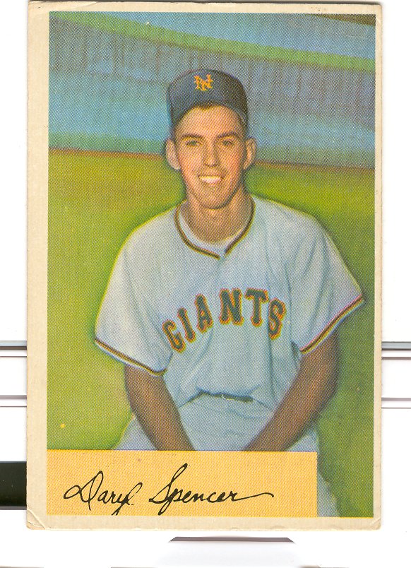 1954 Bowman #185A Daryl Spencer .941/.944 Fielding Avg. RC