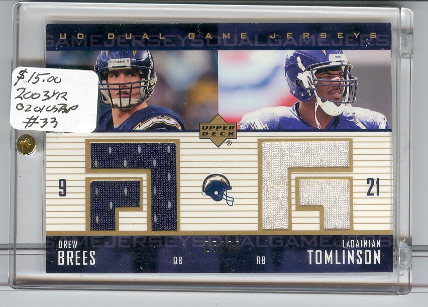 2003 Upper Deck Game Jerseys Duals #DGJBT Drew Brees/LaDainian Tomlinson