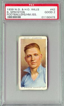 1939 W.D. & H.O. Wills B. Sproston Footballers PSA British Football Soccer NICE!