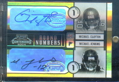 2004 Playoff Contenders Round Numbers Autographs Gold #RN4 Michael Clayton/Michael Jenkins/10