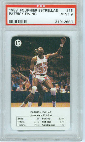 1988 Fournier Estrellas Card #15 Patrick Ewing Graded PSA Mint 9