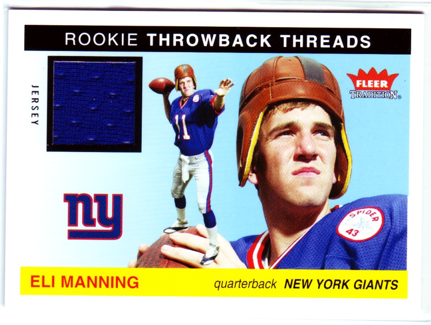 2004 Fleer Tradition Rookie Throwback Threads Jerseys #TTEM Eli Manning Blue