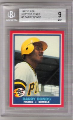 Barry Bonds 1987 Fleer Hottest Stars BGS Grade 9 Mint Rookie NICE!!