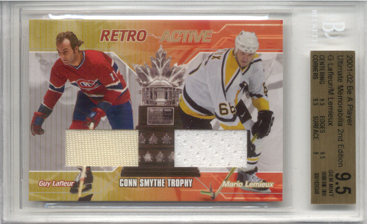 2001-02 BAP Ultimate Memorabilia Retro Trophies #17 Guy Lafleur/Mario Lemieux
