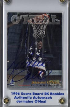 1996 Scoreboard Basketball Rookies Jermaine O'Neal Authentic Autographed Blue Ink Mint NICE!!