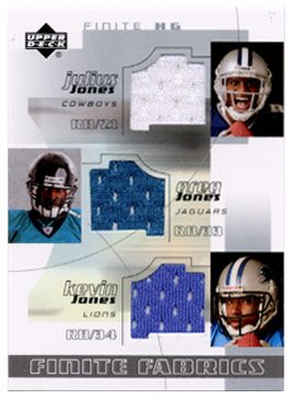 2004 Upper Deck Finite HG Fabrics Triples #JJJ J.Jones/G.Jones/Ke.Jones
