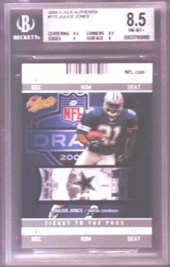 2004 Fleer Authentix #115 Julius Jones RC ROOKIE BGS-8.5 NM-MT+ #732/750 Dallas Cowboys BGS